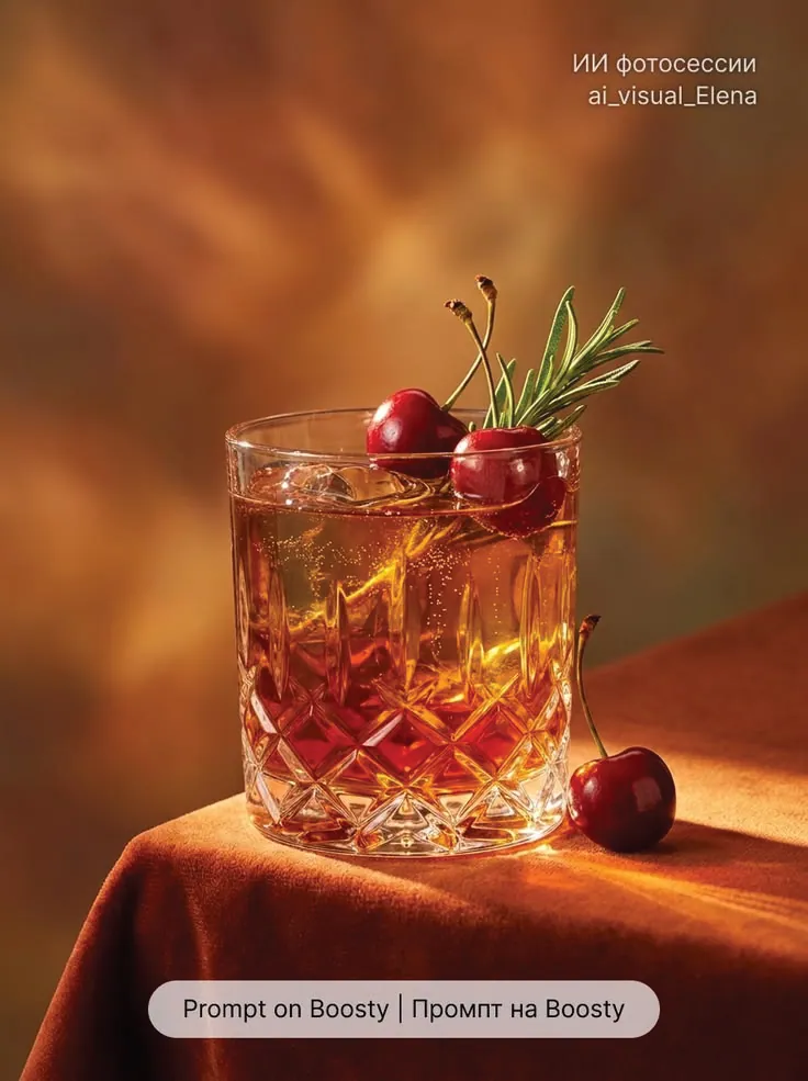 Ly cocktail Blood Orange Sour cùng quả anh đào