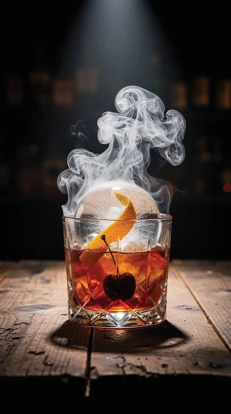 Ly cocktail Cherry Smoke Old Fashioned bốc khói