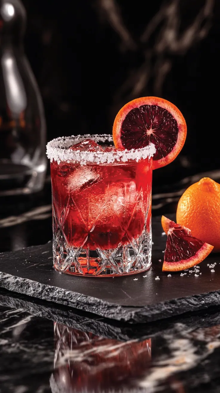 Cocktail đỏ với lát cam máu