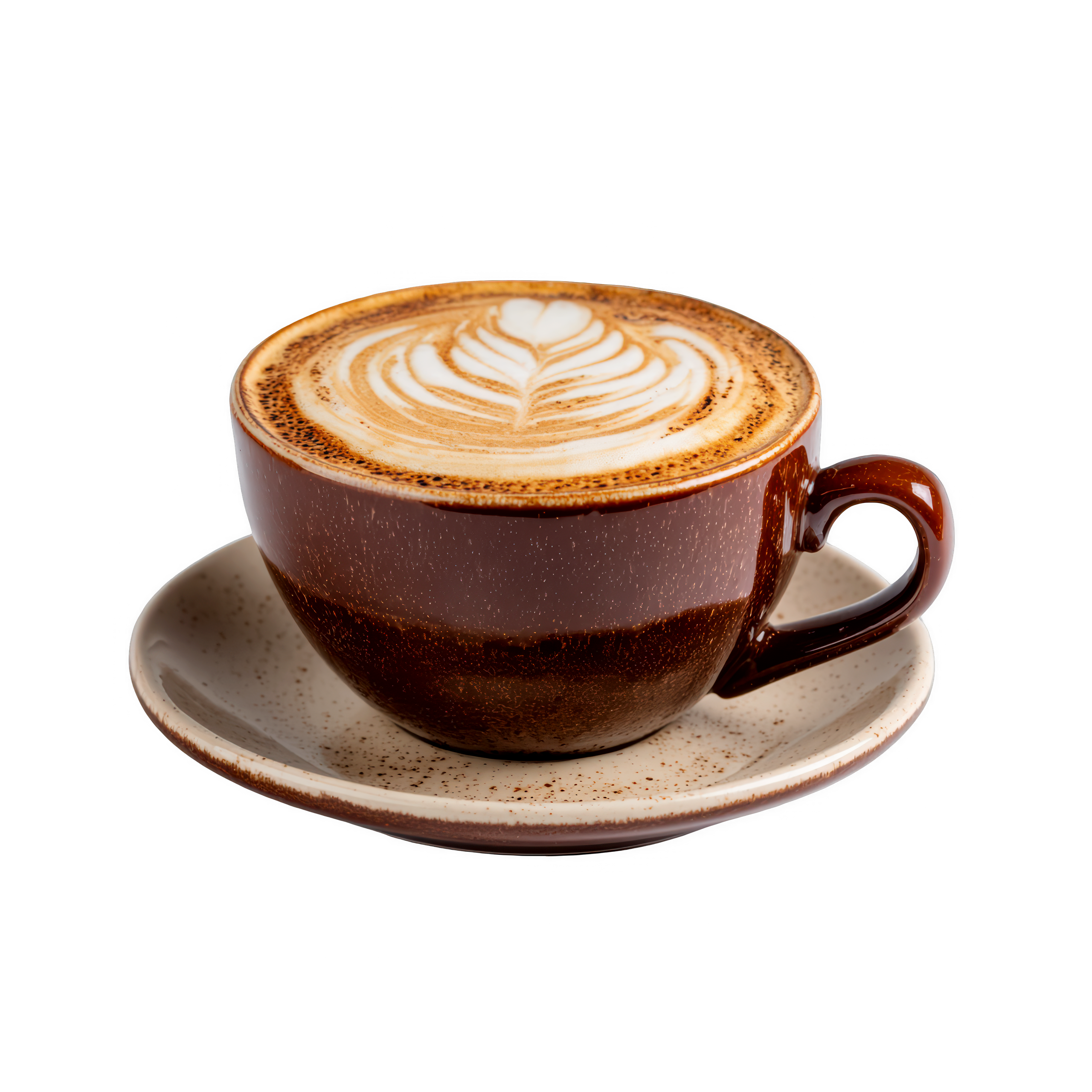 Tách cappuccino với hình vẽ trên lớp bọt sữa